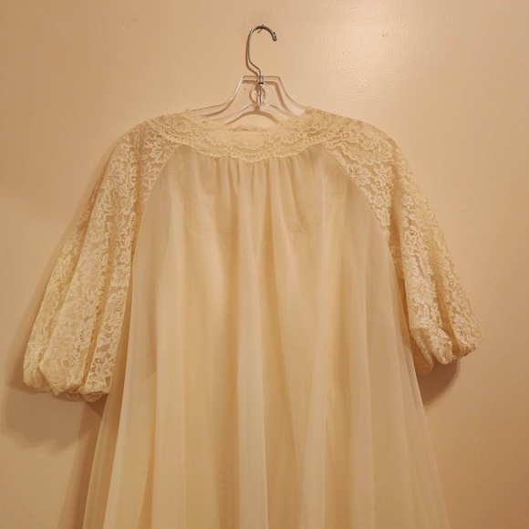 Vintage 60s 2pc Vanity Fair Peignoir Set Knee Length Nylon Chiffon Gown/Robe 32 - Picture 8 of 13